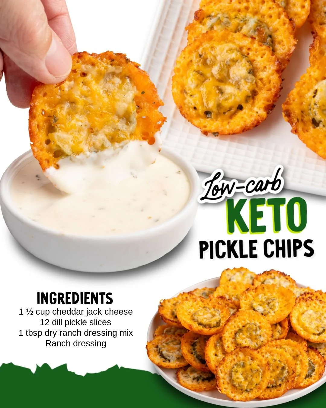 Crunchy Keto Pickle Chips in a bowl for a low-carb snack option.