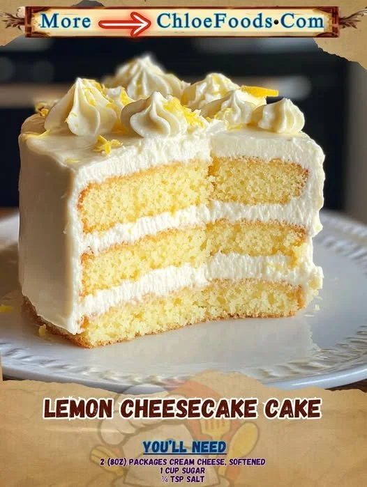 Delicious Lemon Cheesecake Cake with vibrant lemon topping and creamy filling