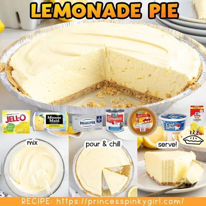 Refreshing no-bake lemonade pie dessert served chilled