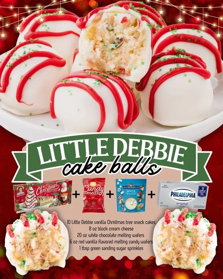 Delicious Christmas Tree Cake Balls inspired by Little Debbie treats.