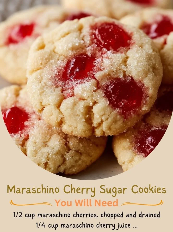 Delicious maraschino cherry sugar cookies with a festive touch.