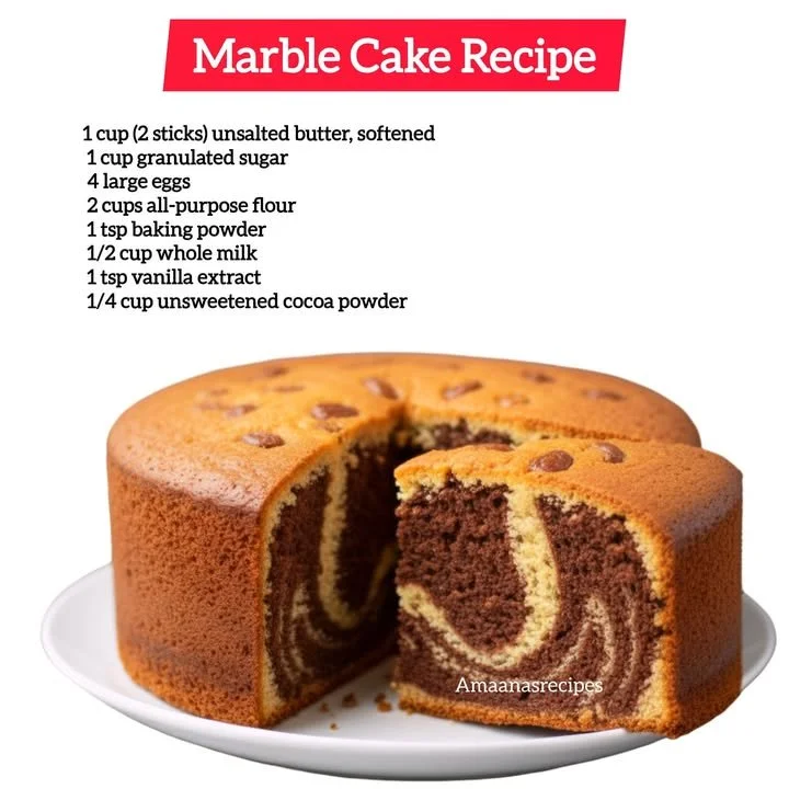 Delicious homemade marble cake with chocolate and vanilla layers