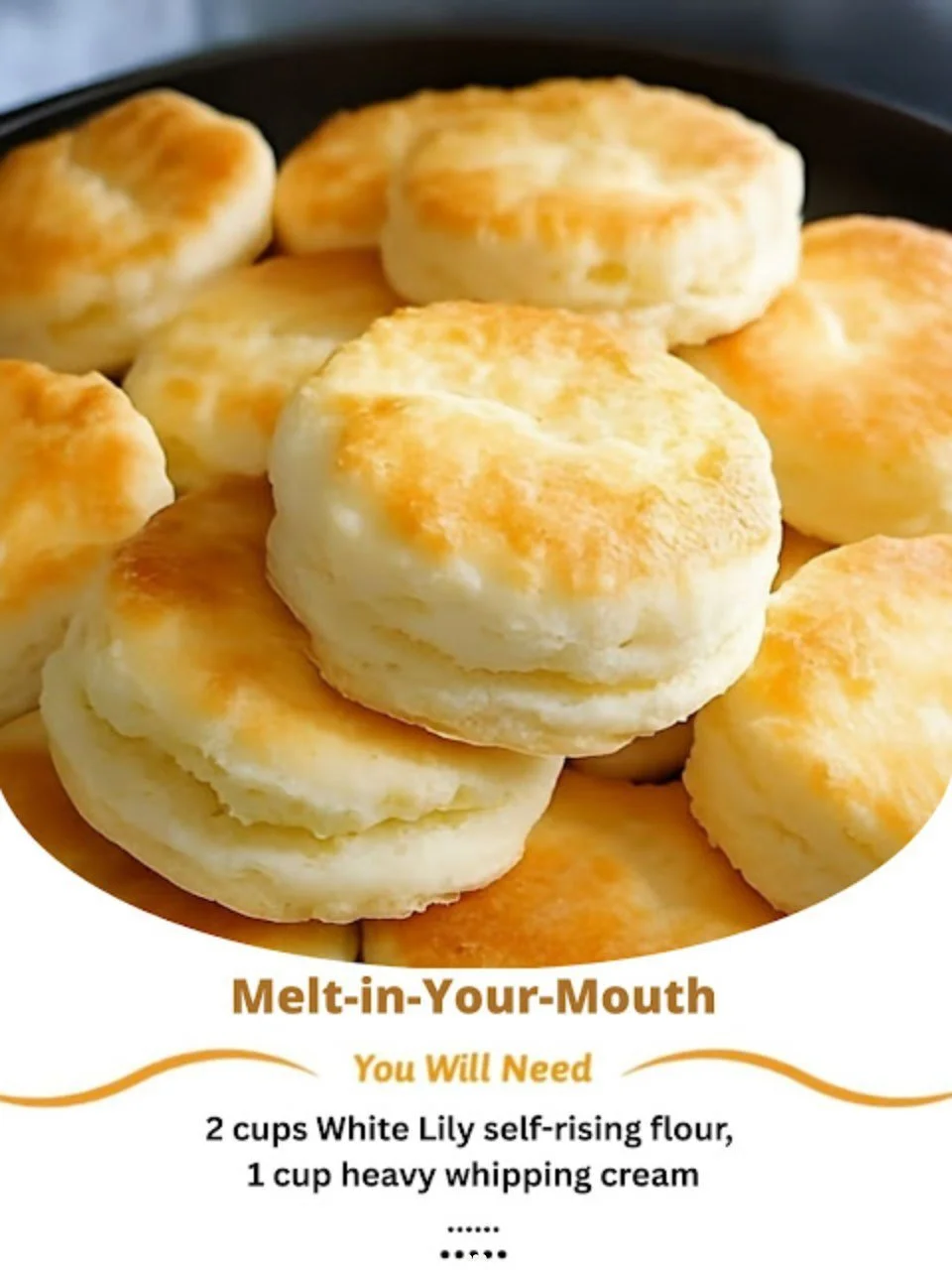 Delicious melt-in-your-mouth 2-ingredient biscuits fresh from the oven.
