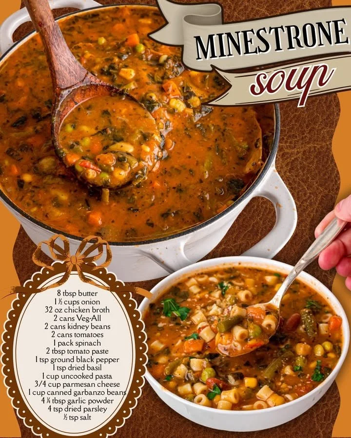 Bowl of delicious homemade minestrone soup with fresh vegetables