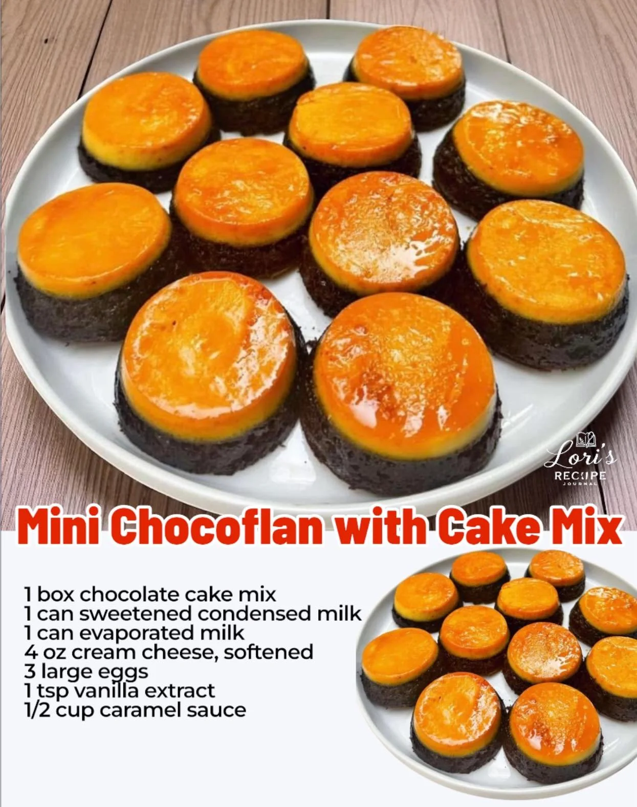 Delicious Mini Chocoflan made with cake mix, showcasing layers of cake and flan.
