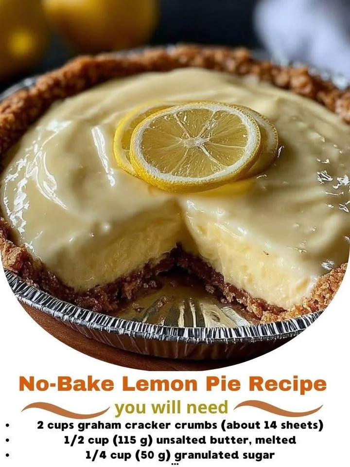 Delicious No-Bake Lemon Pie with a creamy filling and crunchy crust