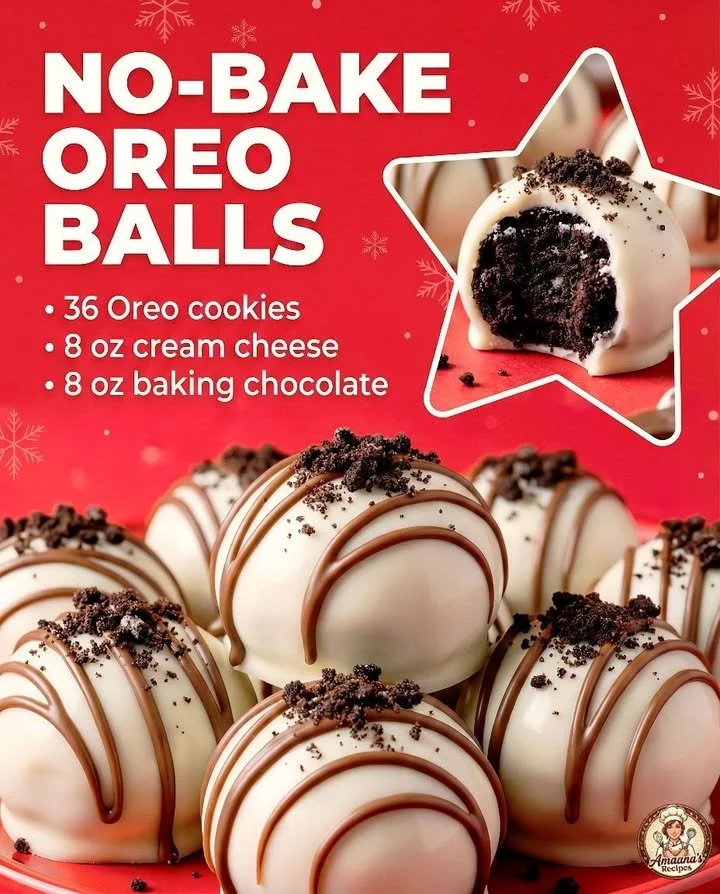 Delicious no bake Oreo balls topped with chocolate and crushed Oreos