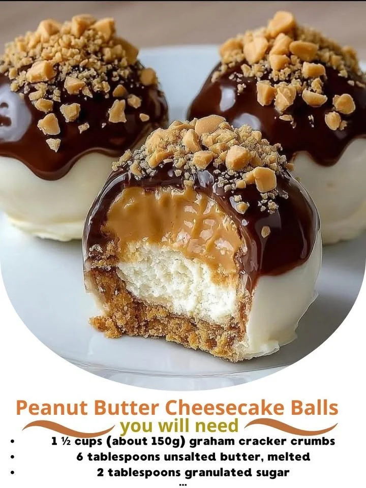 Delicious no-bake peanut butter cheesecake balls on a plate.