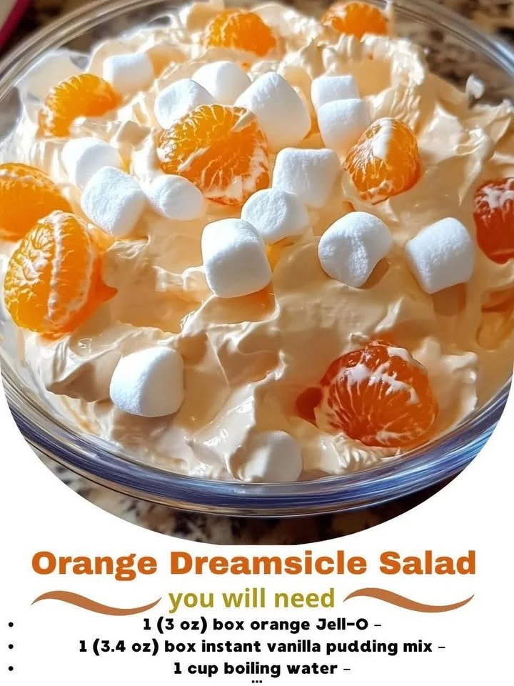 Vibrant Orange Dreamsicle Salad with fresh oranges and creamy dressing.
