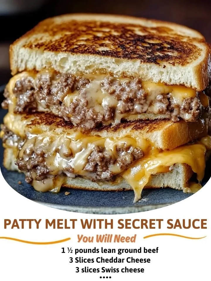 Delicious patty melt sandwich with secret sauce, grilled to perfection