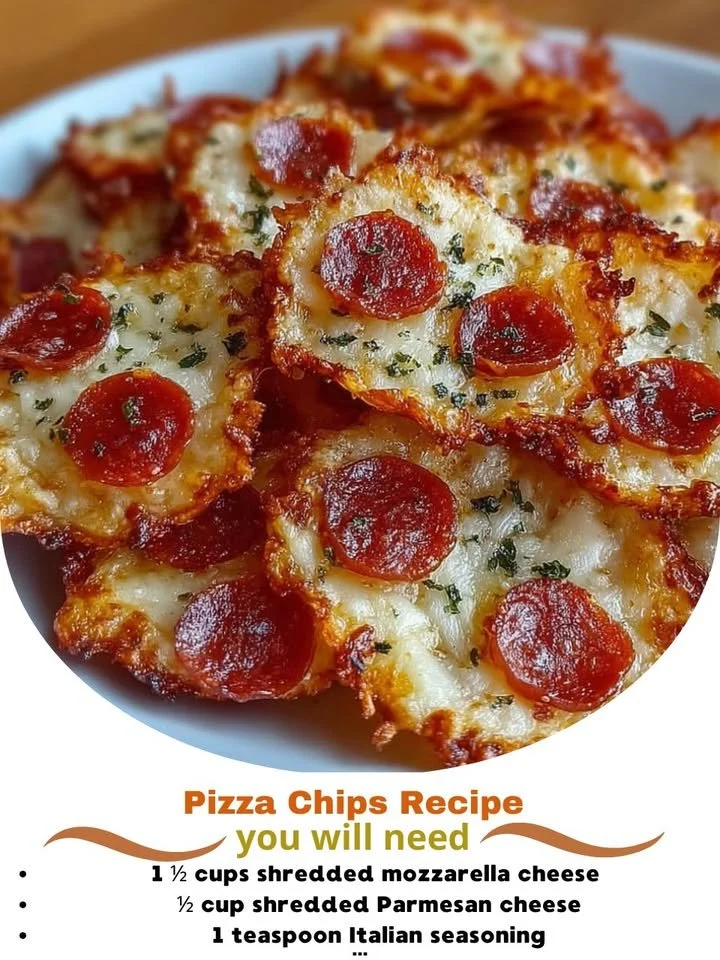 Delicious Pizza Chips snack with cheesy and zesty pizza flavor.
