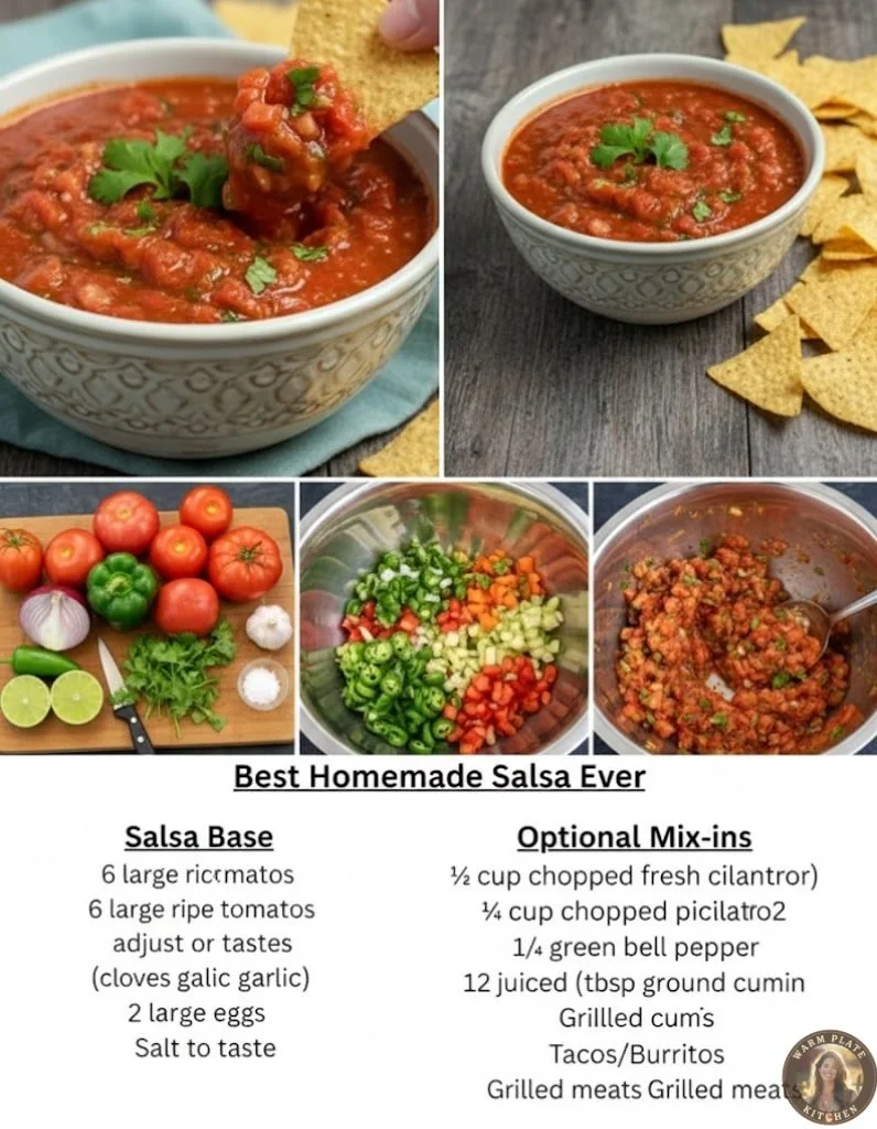 Delicious restaurant-style Blender Salsa in a bowl with fresh ingredients.