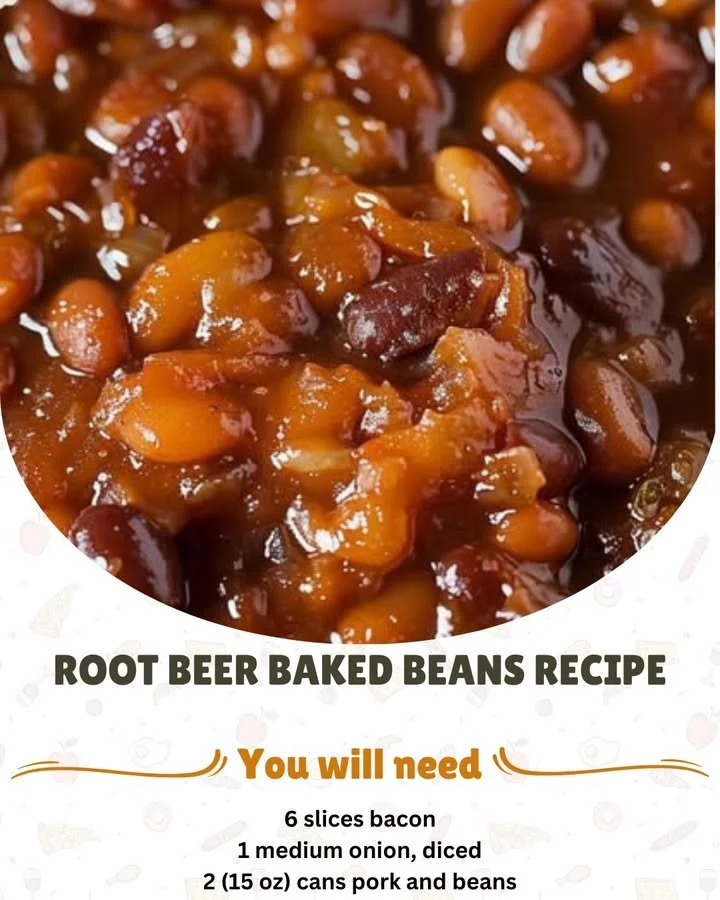 Delicious bowl of Root Beer Baked Beans served at a summer BBQ.