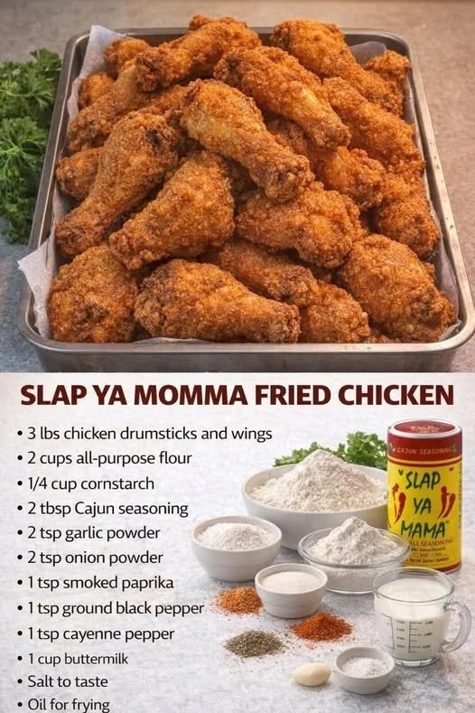 Crispy Slap Your Mama Fried Chicken served on a plate.