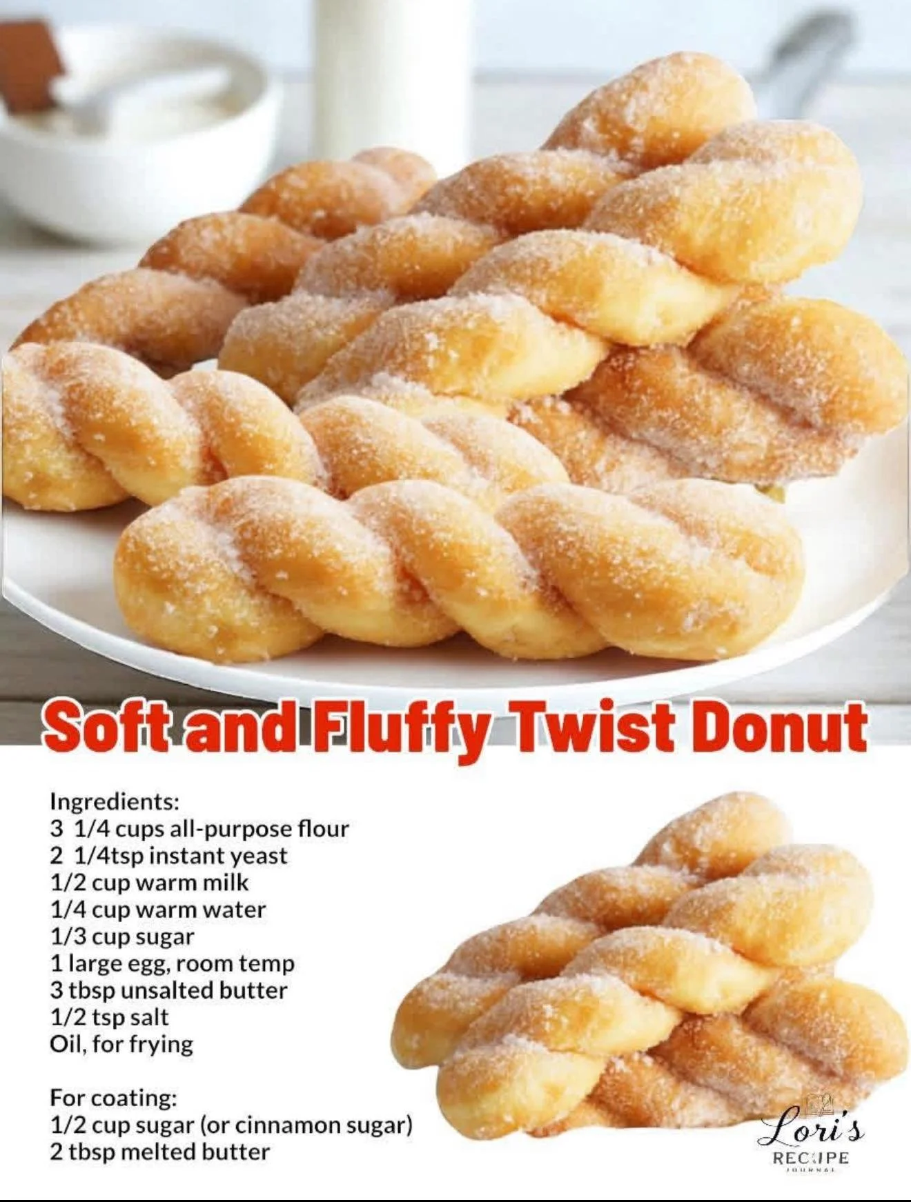 Soft and fluffy homemade donut twists ready for serving