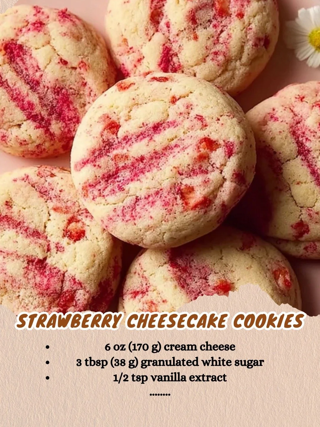 Delicious strawberry cheesecake cookies on a plate with fresh strawberries