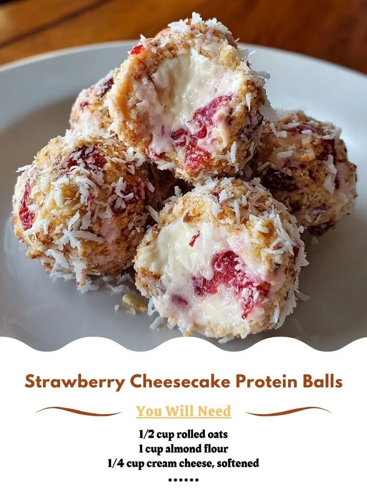 Strawberry cheesecake protein balls, a healthy and delicious snack option