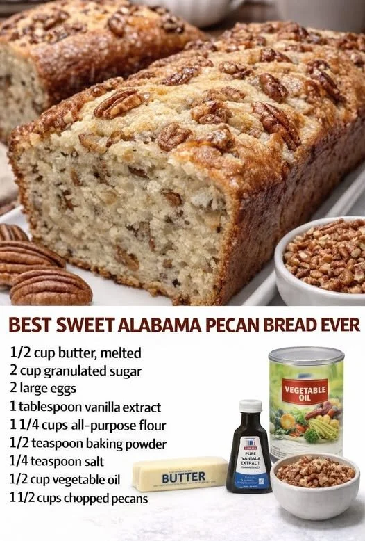 Homemade Sweet Alabama Pecan Bread, a moist and delicious nutty treat