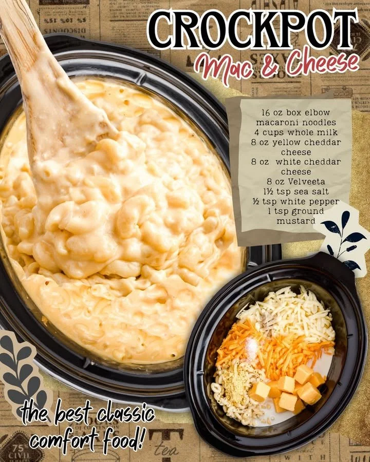 Creamy crockpot mac and cheese served in a bowl