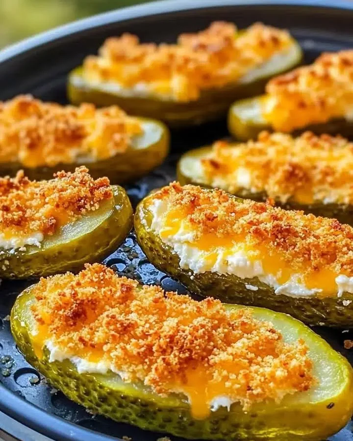 Air fryer stuffed pickles ready to serve as a delicious snack or appetizer