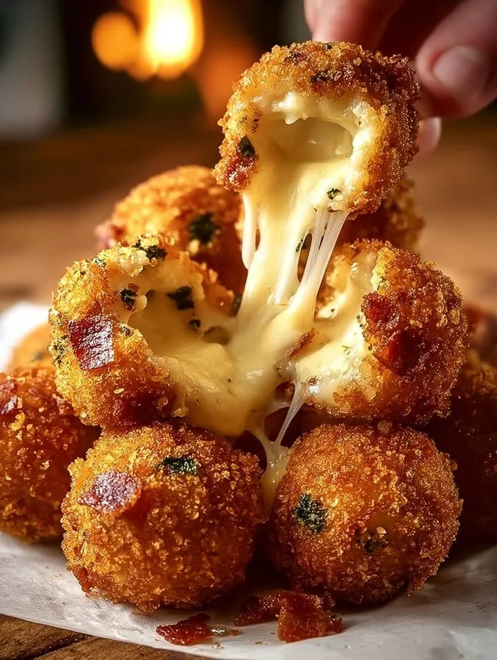Delicious Bacon Jalapeño Popper Cheese Balls on a serving platter