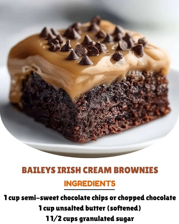 Deliciously decadent Baileys Irish Cream brownies topped with chocolate ganache.