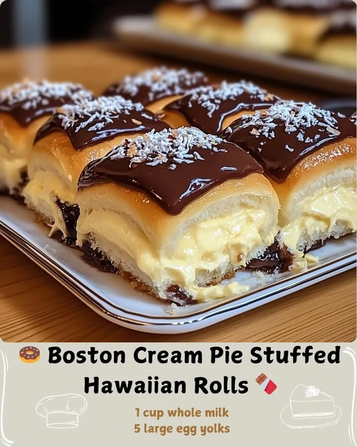 Boston Cream Pie Stuffed Hawaiian Rolls - a delicious dessert treat