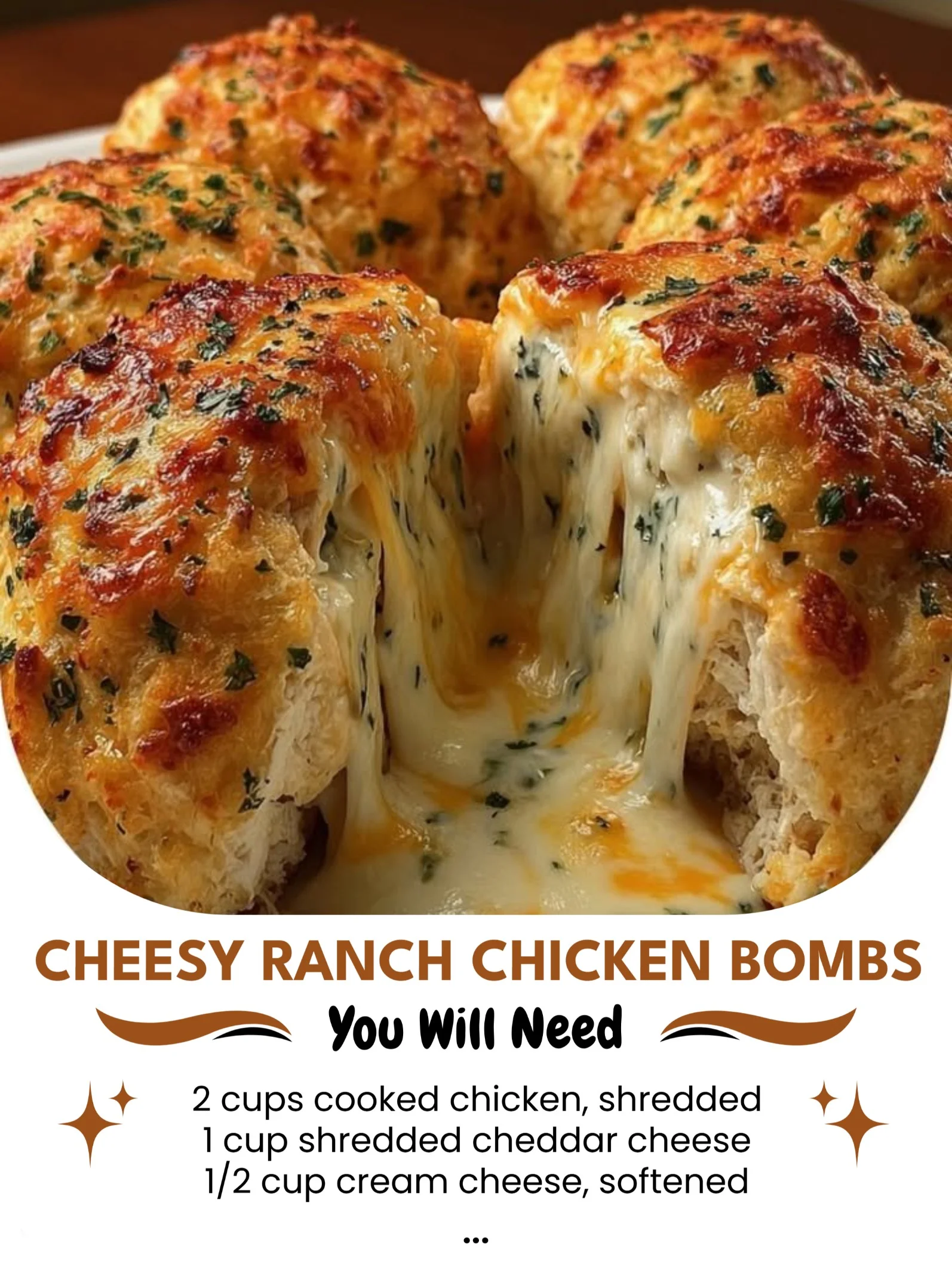Delicious Cheesy Ranch Chicken Bombs served on a plate with dipping sauce.