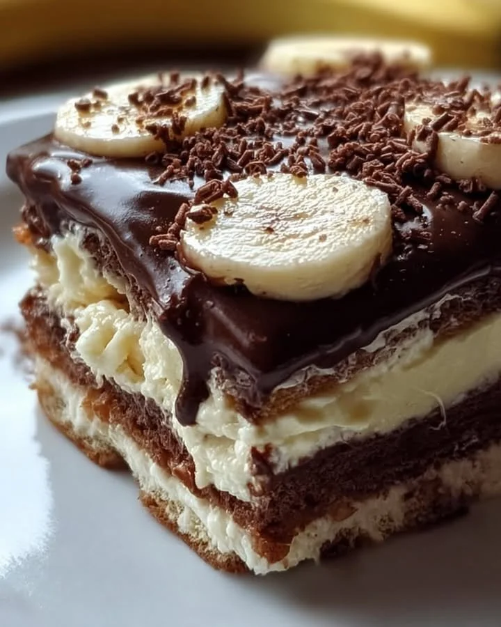 Choco-Banana Dream Layers dessert with chocolate and banana layers