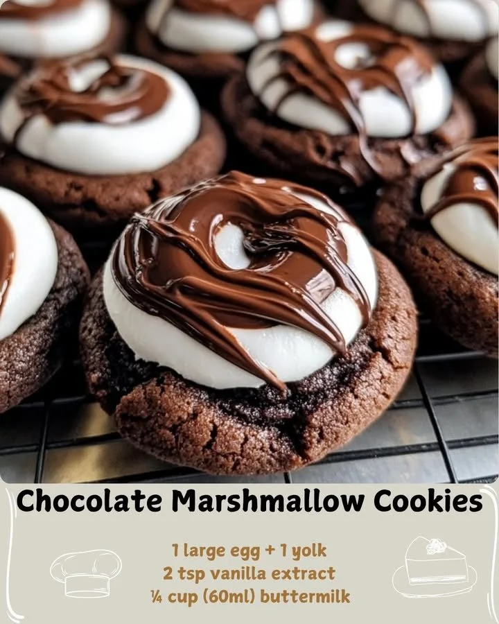 Homemade Chocolate Marshmallow Cookies with gooey marshmallows and rich chocolate