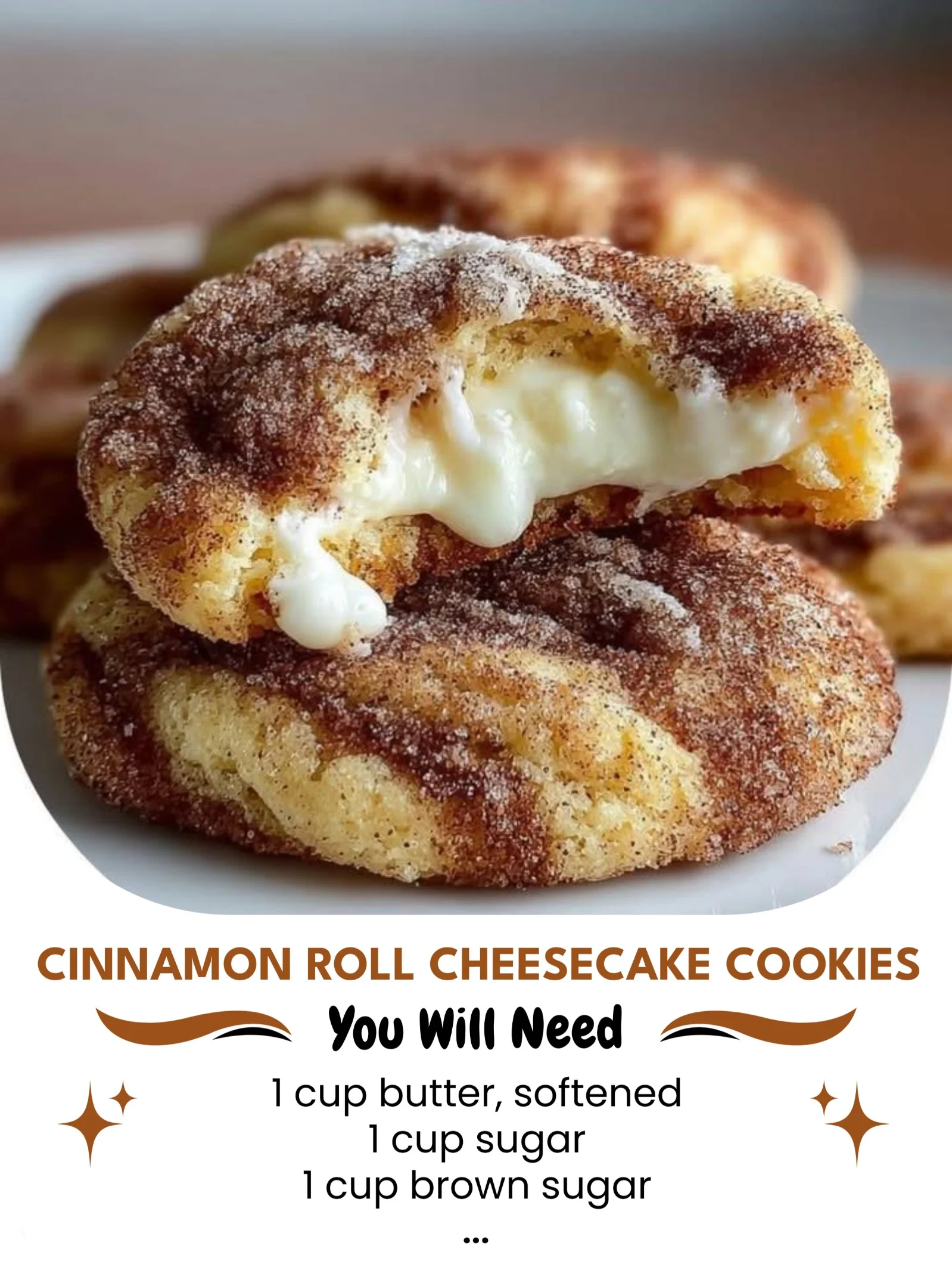 Delicious cinnamon roll cheesecake cookies on a baking tray