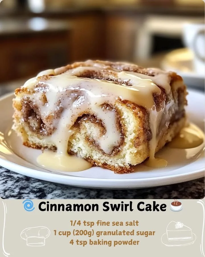 Delicious homemade Cinnamon Swirl Cake with sweet cinnamon swirls