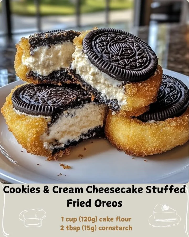 Cookies & Cream Cheesecake Stuffed Fried Oreos dessert