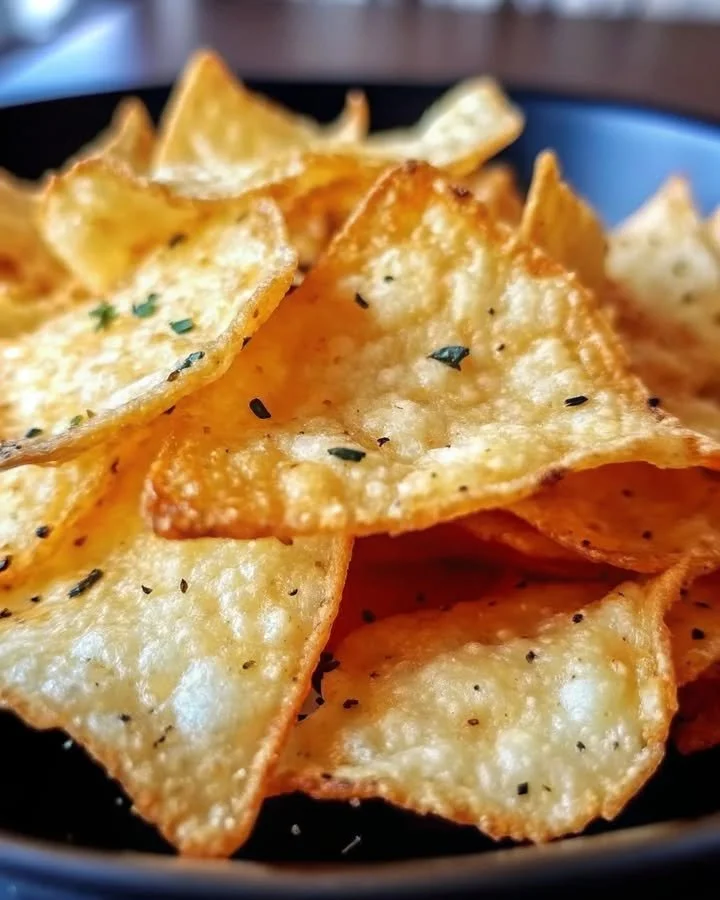 Bowl of crispy cottage cheese chips served as a healthy snack option