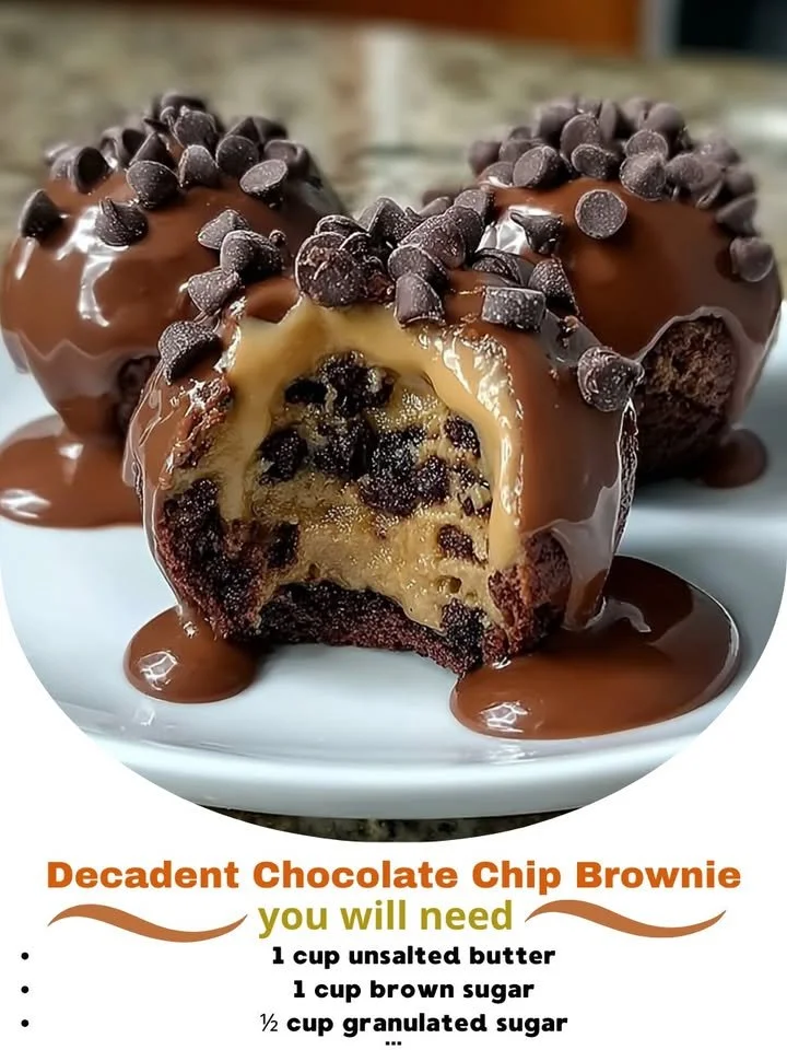Decadent chocolate chip brownie with gooey chocolate chunks