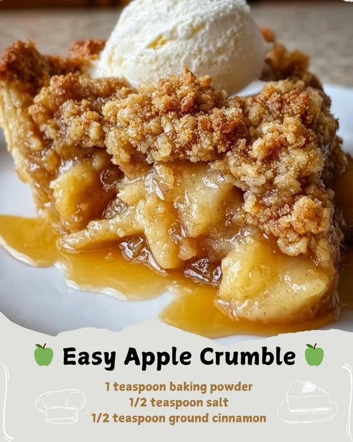 Delicious easy apple crumble with a golden crisp topping and fresh apple filling