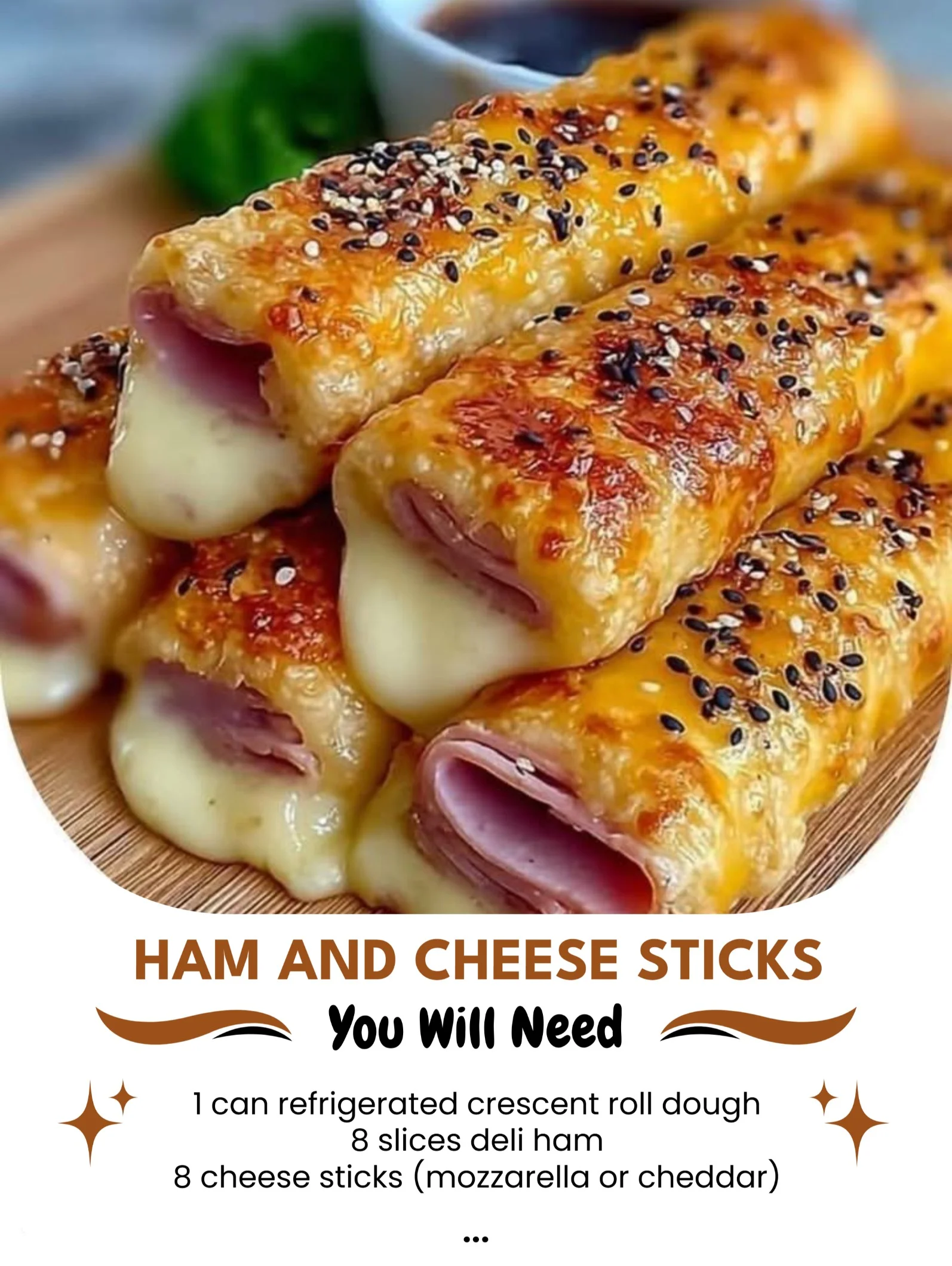 Crispy Ham and Cheese Sticks served on a plate
