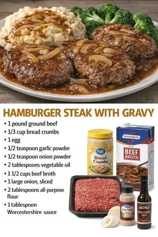Delicious hamburger steak with gravy served on a plate