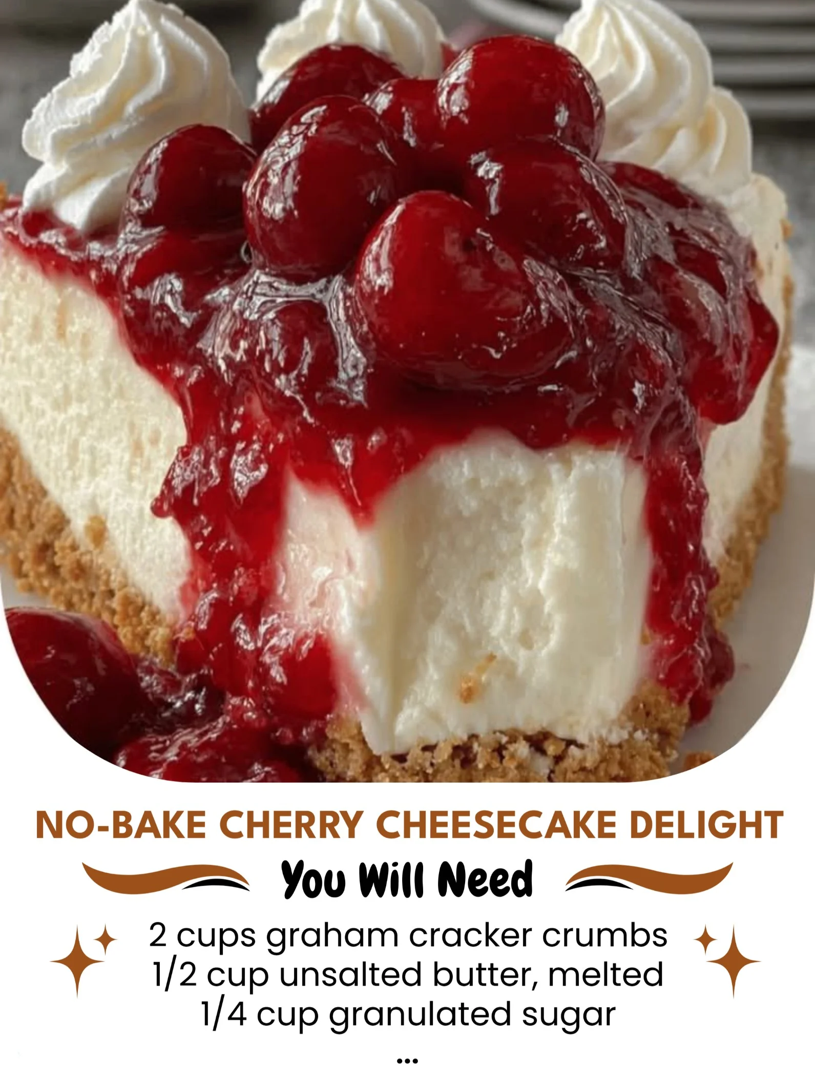 Delicious no-bake cherry cheesecake with a creamy filling and cherry topping