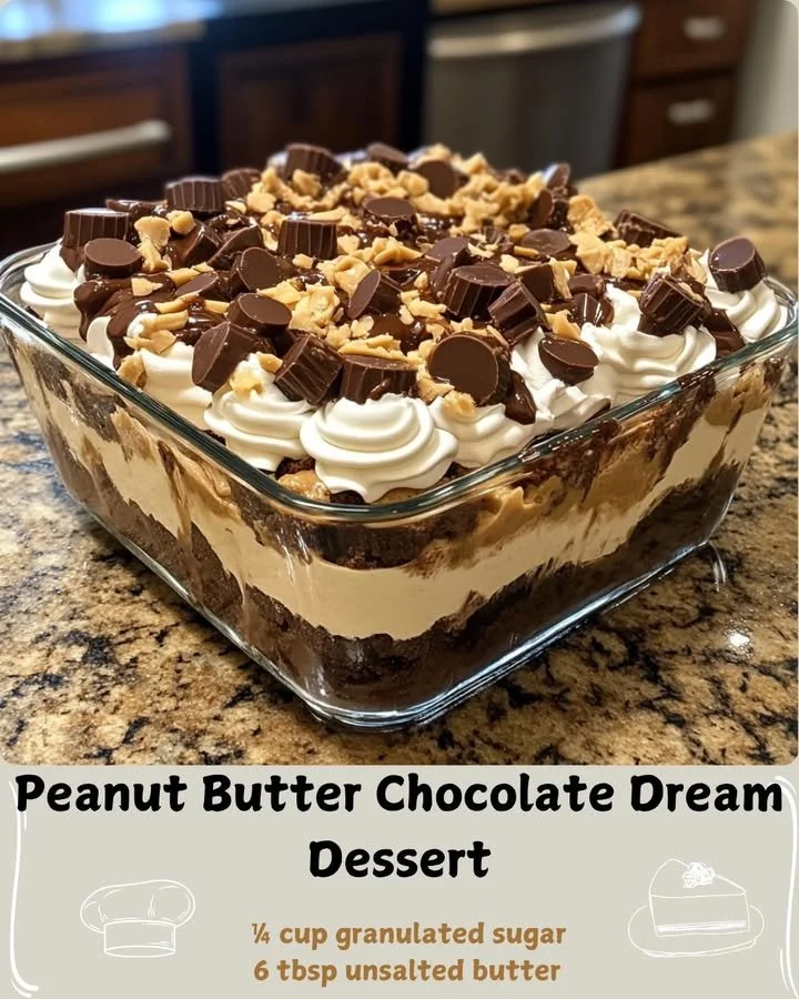 Peanut Butter Chocolate Dream Dessert with rich layers and creamy texture