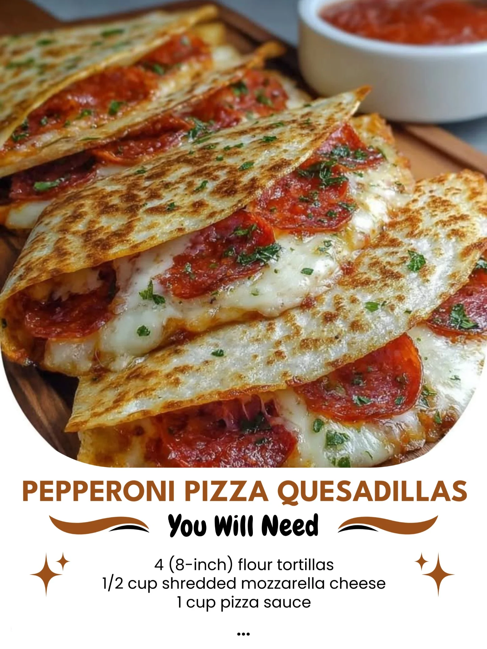 Delicious Pepperoni Pizza Quesadillas served hot and cheesy