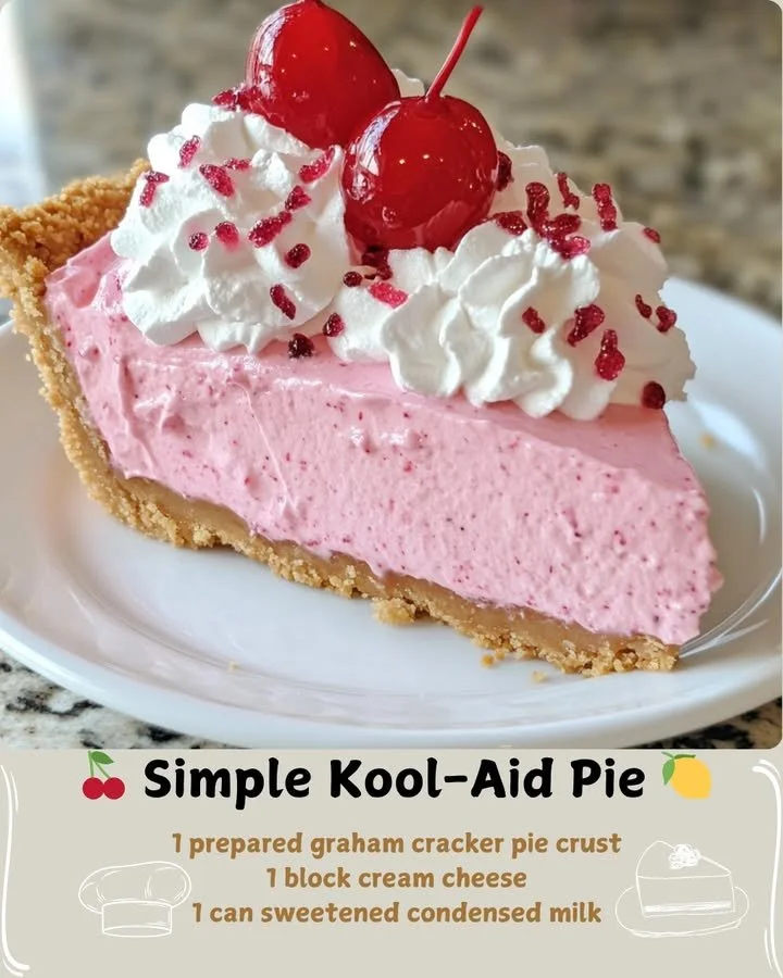 Delicious and colorful Kool-Aid Pie served on a plate