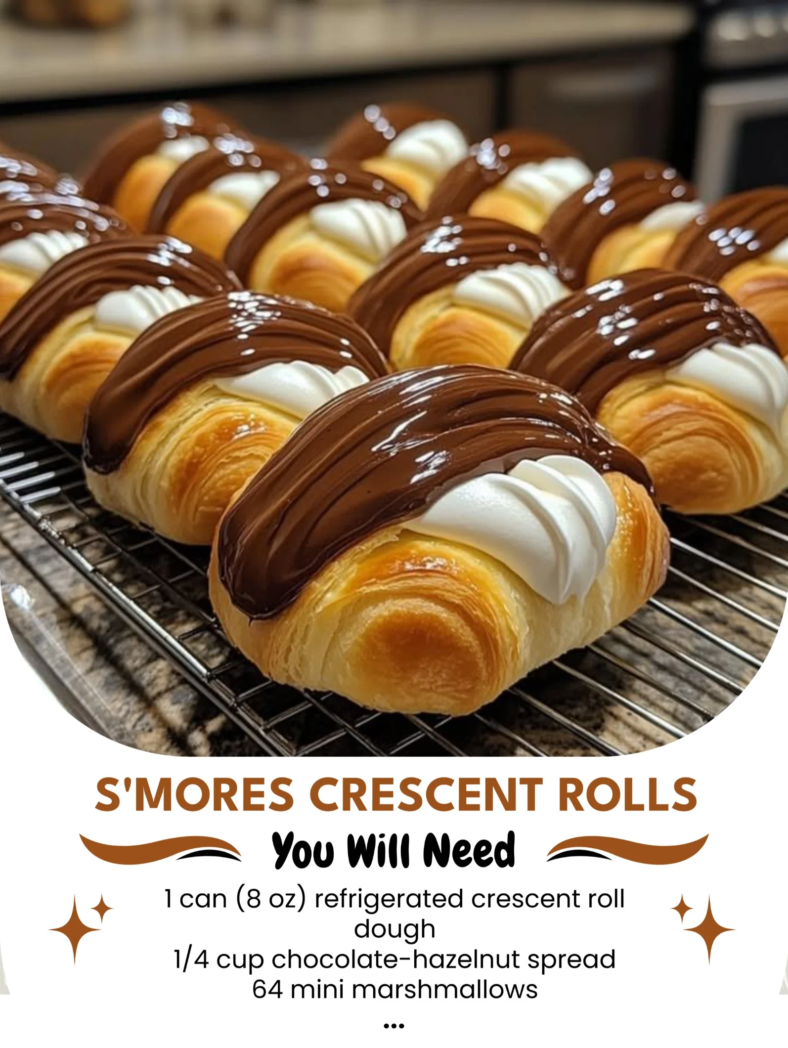Delicious S'mores Crescent Rolls with melted chocolate and marshmallows