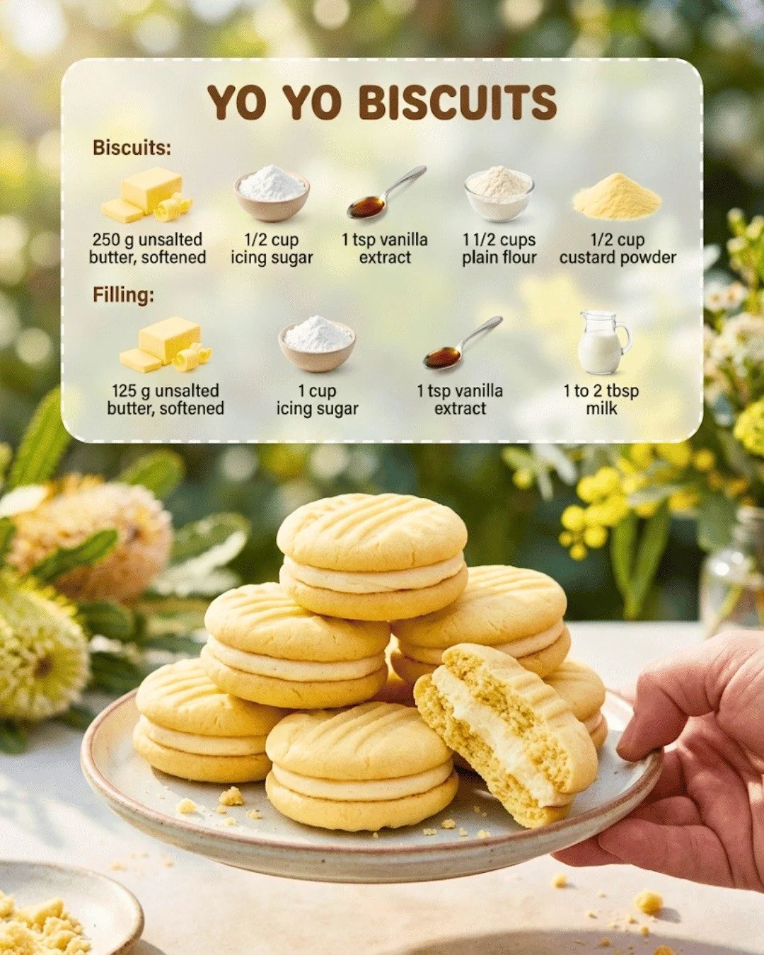 Plate of delicious homemade Yo Yo Biscuits ready to be enjoyed.