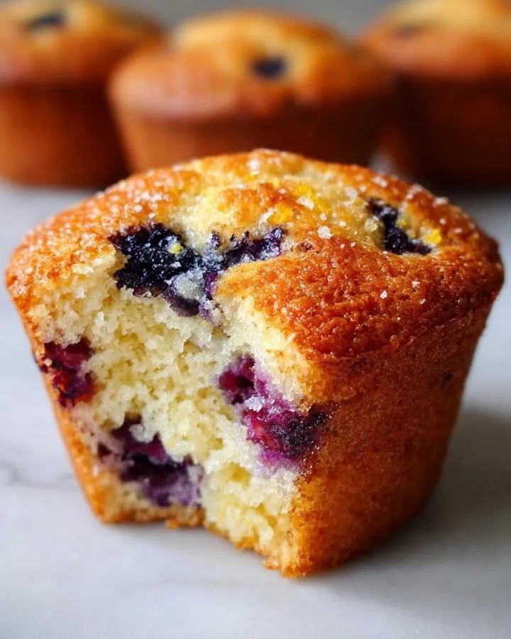Freshly baked blueberry muffins on a cooling rack.