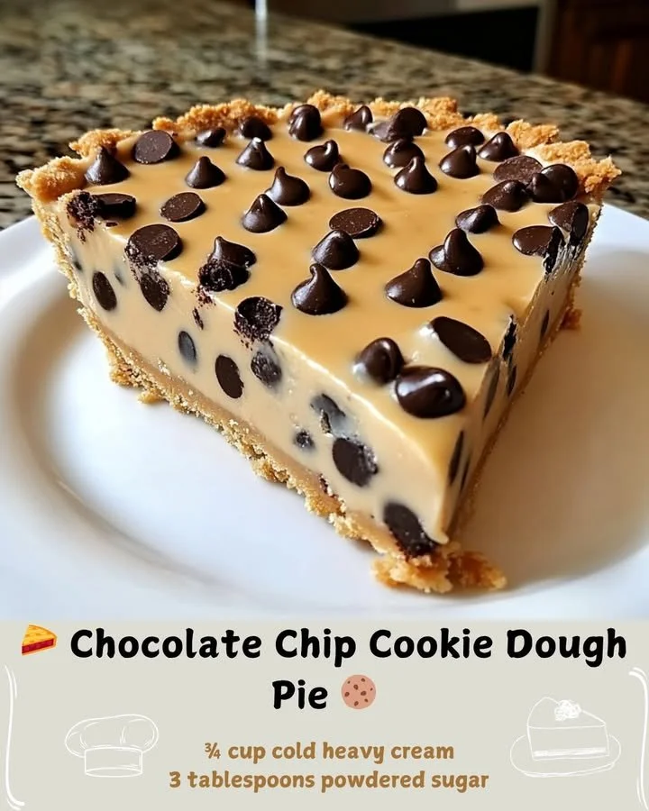 Delicious Chocolate Chip Cookie Dough Pie with cookie dough topping