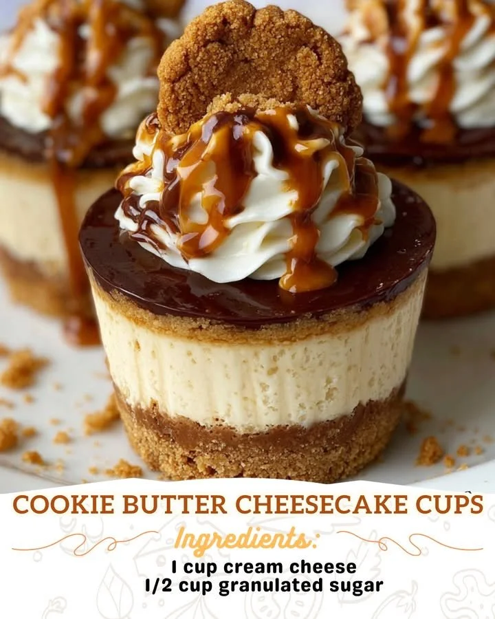 Delicious cookie butter cheesecake cups served in dessert dishes