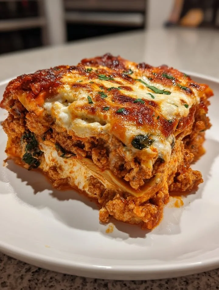 A mouthwatering Cottage Cheese Lasagna Bake fresh out of the oven.