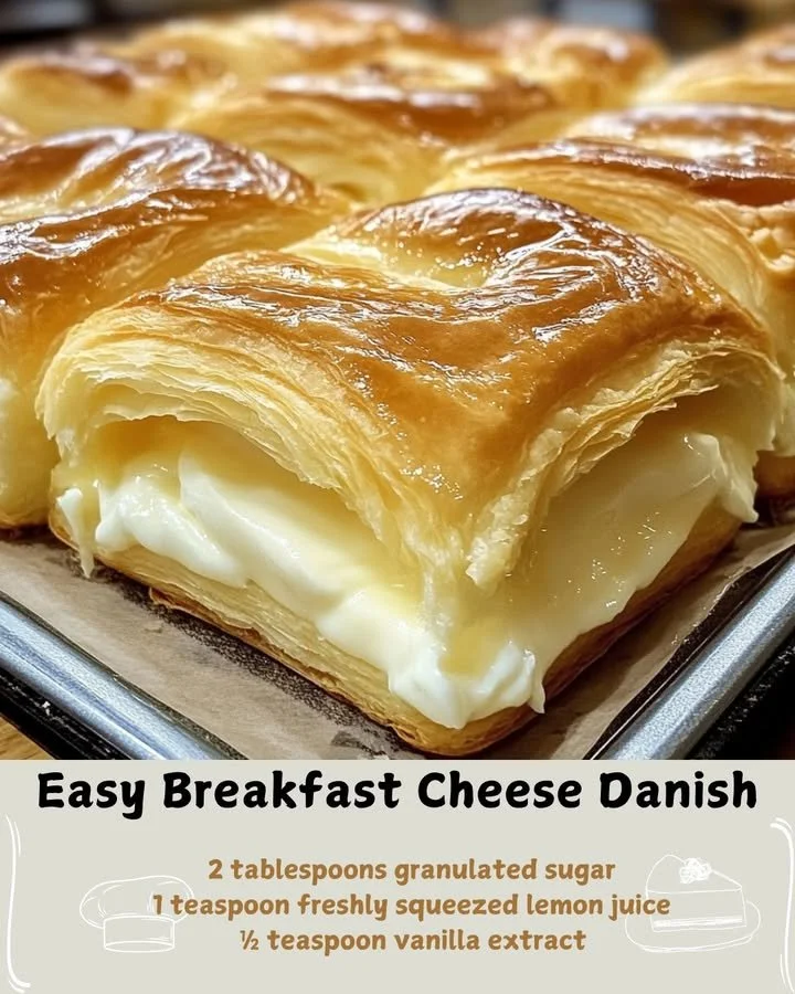 Easy Breakfast Cheese Danish with flaky pastry and creamy filling