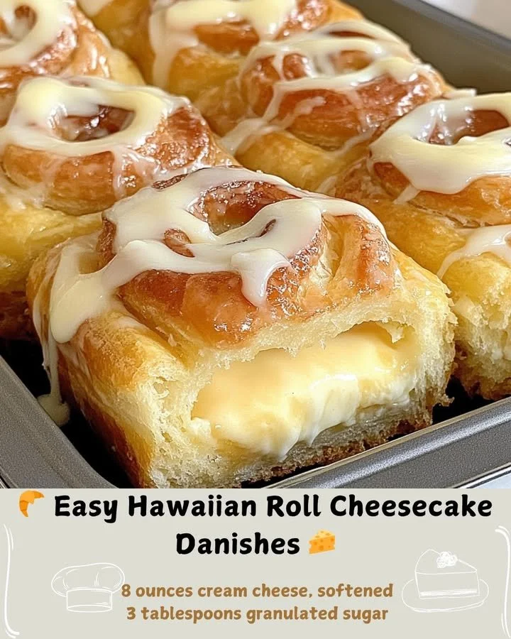 Delicious Hawaiian Roll Cheesecake Danishes baked to perfection